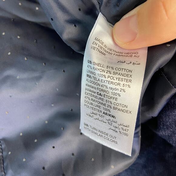 Chico's Velveteen Moto Jacket Navy Zip Button Down Collared Petite 1P 8/10 - Picture 10 of 11